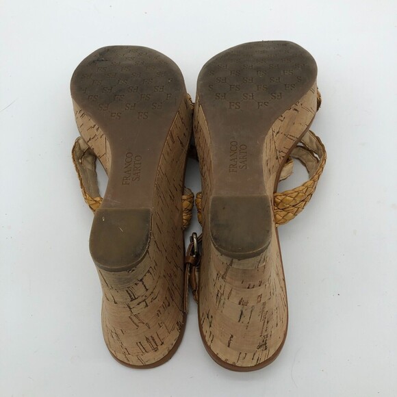 Franco Sarto Galli Wedge Sandals Size 9.5 Brown Braided Cork Open Toe Casual - Picture 7 of 8